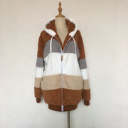 Casual Winter Contrast Color Faux Fur Coats