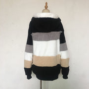 Casual Winter Contrast Color Faux Fur Coats