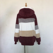 Casual Winter Contrast Color Faux Fur Coats