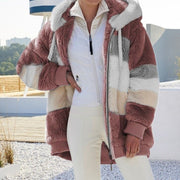 Casual Winter Contrast Color Faux Fur Coats