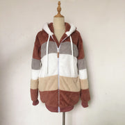 Casual Winter Contrast Color Faux Fur Coats