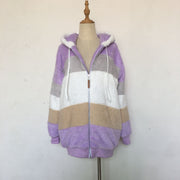 Casual Winter Contrast Color Faux Fur Coats