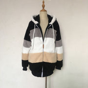 Casual Winter Contrast Color Faux Fur Coats