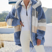 Casual Winter Contrast Color Faux Fur Coats