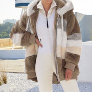 Casual Winter Contrast Color Faux Fur Coats