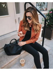 Women's Pure Color PU Jacket