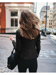 Women's Pure Color PU Jacket