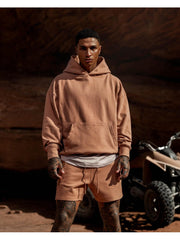 Solid Loose Pocket Hooded Tops For Men