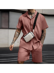 Casual Comfortable Pure Color Short Suits For Men