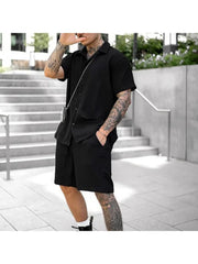 Casual Comfortable Pure Color Short Suits For Men