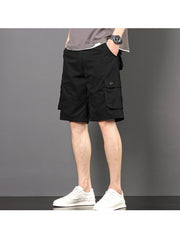 Summer Casual Loose Pure Color Overalls Pants Male