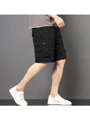 Summer Casual Loose Pure Color Overalls Pants Male