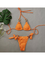 Chain Tie Wrap Women Beach Bikini Sets