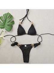 Chain Tie Wrap Women Beach Bikini Sets