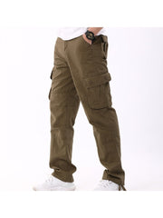 Casual Pure Color Multi-pockets Men's Long Pants