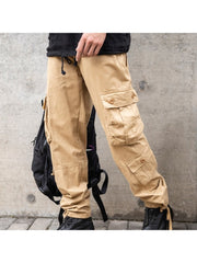 Casual Pure Color Multi-pocket Men's Pants