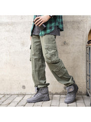 Casual Pure Color Multi-pocket Men's Pants