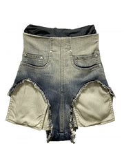 Blue Gradient Color Design Denim Shorts