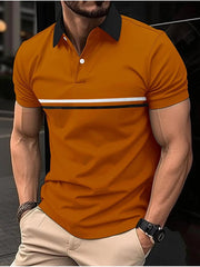 Men's Casual Colorblock Patchwork Polo Shirt