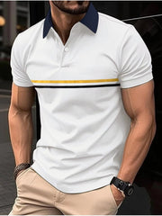 Men's Casual Colorblock Patchwork Polo Shirt