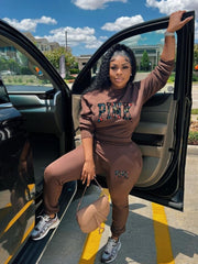 Printed Round Neck Fashion Sweatshirt Two Piece Set