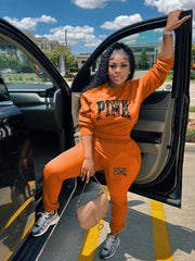 Printed Round Neck Fashion Sweatshirt Two Piece Set