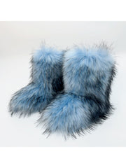 Plush Y2K Mid-calf Gradient Color Furry Boots