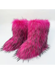 Plush Y2K Mid-calf Gradient Color Furry Boots