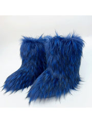 Plush Y2K Mid-calf Gradient Color Furry Boots