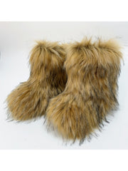 Plush Y2K Mid-calf Gradient Color Furry Boots