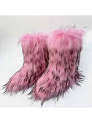 Plush Y2K Mid-calf Gradient Color Furry Boots