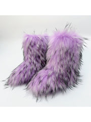 Plush Y2K Mid-calf Gradient Color Furry Boots