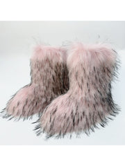 Plush Y2K Mid-calf Gradient Color Furry Boots