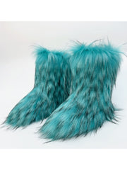 Plush Y2K Mid-calf Gradient Color Furry Boots