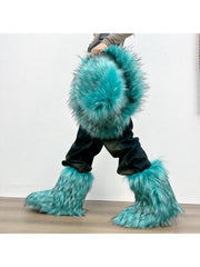 Plush Y2K Mid-calf Gradient Color Furry Boots