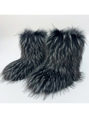 Plush Y2K Mid-calf Gradient Color Furry Boots