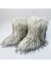 Plush Y2K Mid-calf Gradient Color Furry Boots