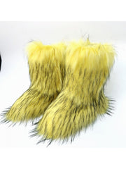 Plush Y2K Mid-calf Gradient Color Furry Boots