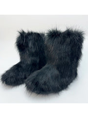 Plush Y2K Mid-calf Gradient Color Furry Boots