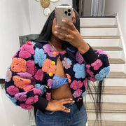 Flower Lantern Sleeve Cropped Jacket