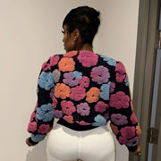 Flower Lantern Sleeve Cropped Jacket