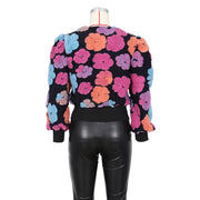 Flower Lantern Sleeve Cropped Jacket