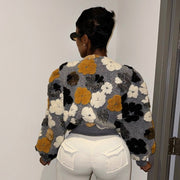 Flower Lantern Sleeve Cropped Jacket