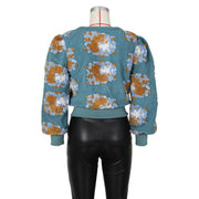 Flower Lantern Sleeve Cropped Jacket