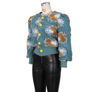 Flower Lantern Sleeve Cropped Jacket