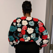 Flower Lantern Sleeve Cropped Jacket