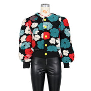 Flower Lantern Sleeve Cropped Jacket