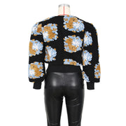 Flower Lantern Sleeve Cropped Jacket