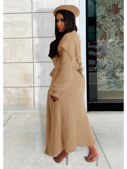Solid Plush Sleeveless Dress Long Sleeve Cardigan 2PCS Sets