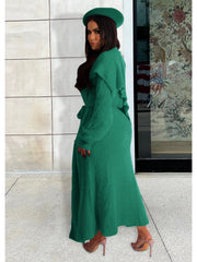 Solid Plush Sleeveless Dress Long Sleeve Cardigan 2PCS Sets